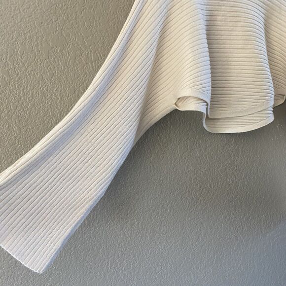 Free People Sweater Billie Mock Neck Womens XS Ivory Crop Ribbed Oversized Boho - Picture 9 of 15